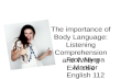 The importance of Body Language: Listening Comprehension and Writing Exercise Prof. Myrna Monllor English 112.