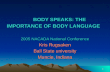 1 BODY SPEAKS: THE IMPORTANCE OF BODY LANGUAGE BODY SPEAKS: THE IMPORTANCE OF BODY LANGUAGE 2005 NACADA National Conference Kris Rugsaken Ball State university.