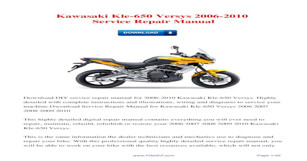 Kawasaki Kle-650 Versys 2006-2010 Service Repair - [PDF Document]
