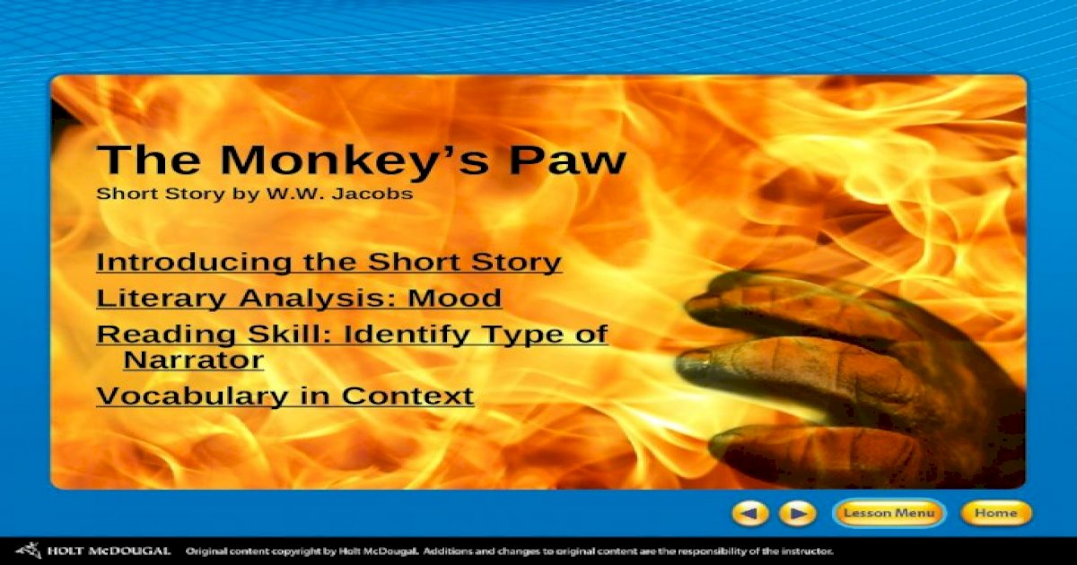 privat Indeholde Pædagogik The Monkeyâ€™s Paw Short Story by W.W. Jacobs - [PPT Powerpoint]