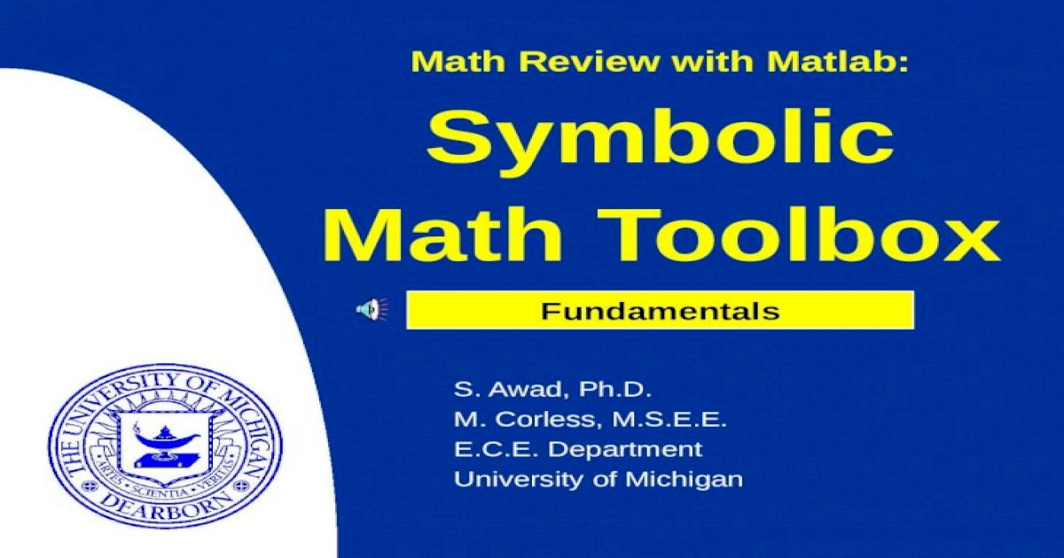 symbolic math toolbox 2016 matlab
