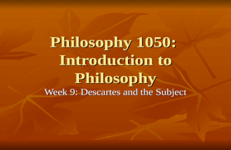 Philosophy 1050:  Introduction to Philosophy