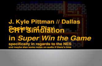 J. Kyle Pittman // Dallas Society of Play. &iuml;&sbquo; History &iuml;&sbquo;&sect; Began as a game jam project &iuml;&sbquo;&sect; Reused and improved over several games &iuml;&sbquo; Motivation &iuml;&sbquo;&sect; Believable,