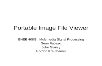 Portable Image File Viewer ENEE 408G: Multimedia Signal Processing Seun Fabayo John Glancy Gordon Krauthamer