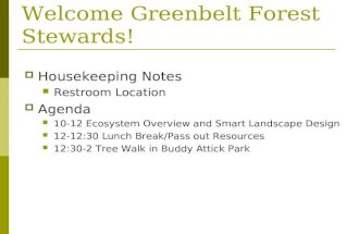 April 6th Presentation: Greenbelt Forest Stewards