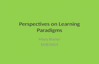 Perspectives on Learning Paradigms Mary Risner EME5054