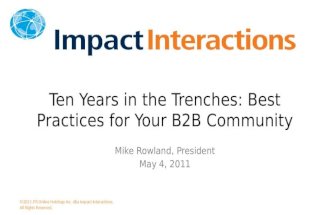 10 years in the trenches- Best Practices for Your B2B Community
